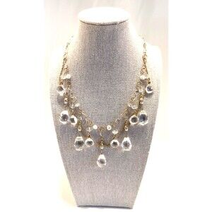 Statement Crystal/Pearl/Glass Beaded Gold Necklace